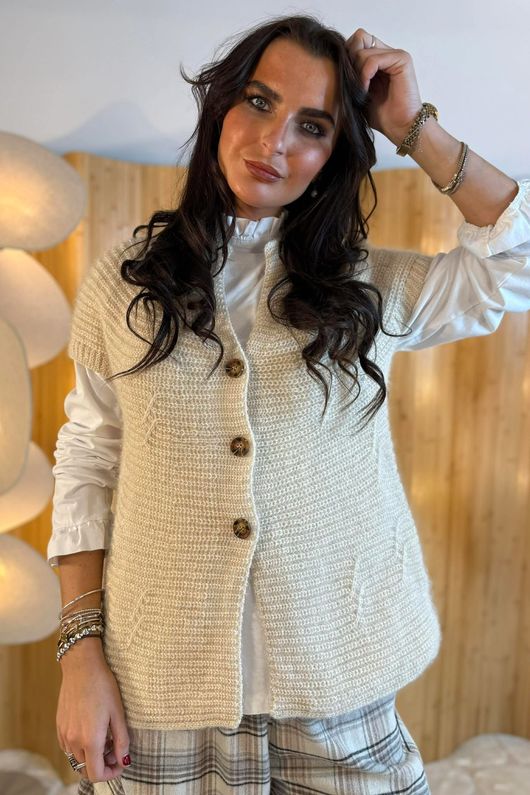 Laney Cap Sleeve Cardigan Stone